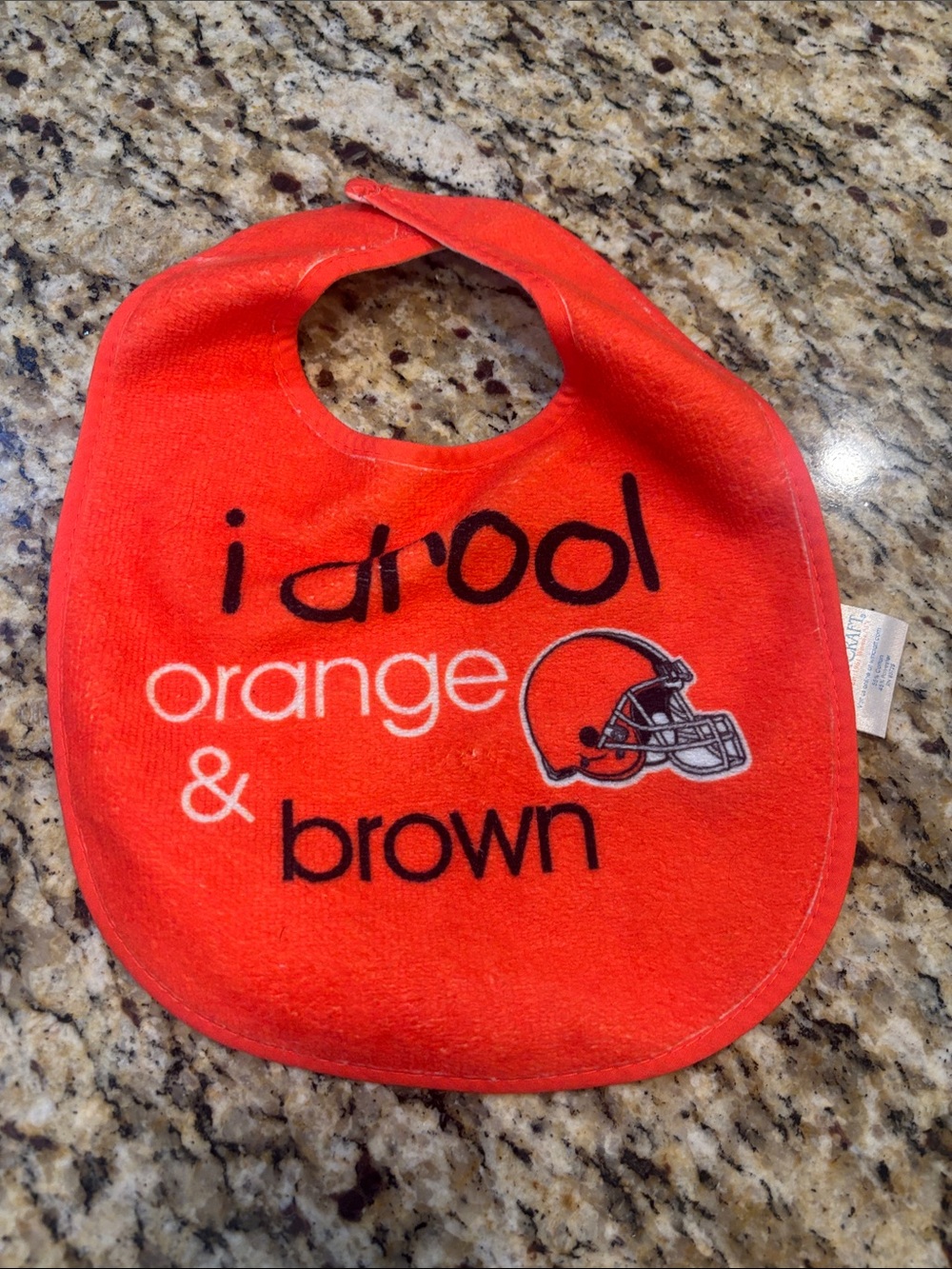 Orange Baby Bib - 'I Drool Orange & Brown' Kids Accessory